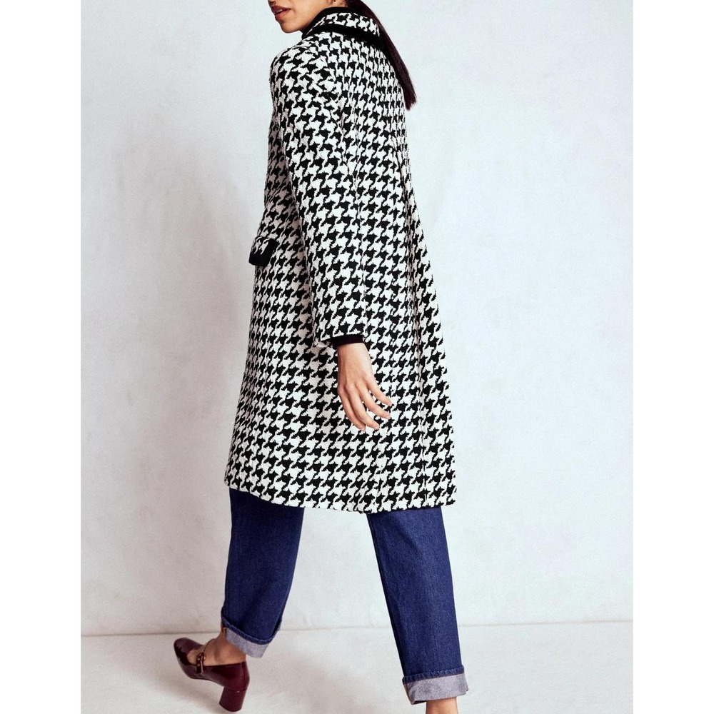 Boden Edinburgh Swing Coat Black Dogstooth Coat Black White US 20-22R New W/ Tag - Picture 2 of 10